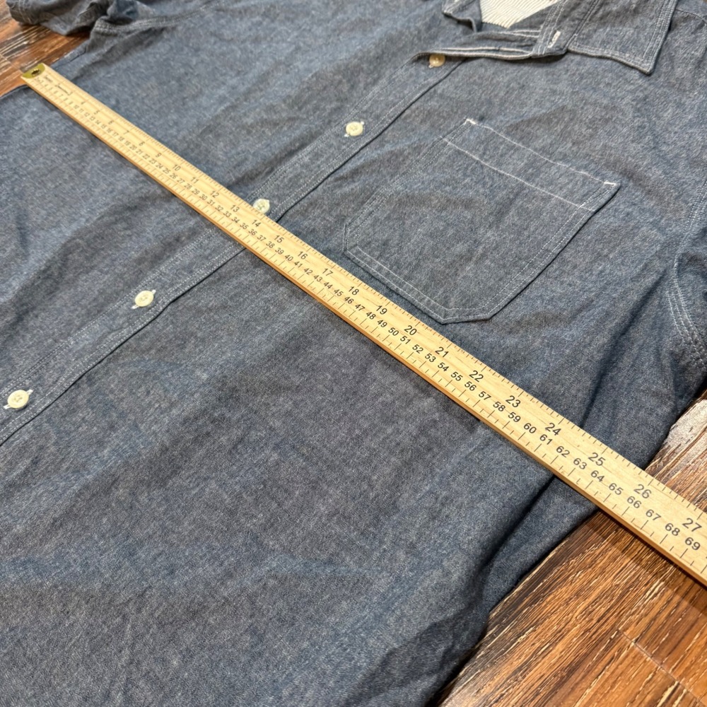 RedHead Mens XL Blue Cotton Chambray Short Sleeve Button Down Shirt Workwear - Picture 6 of 8